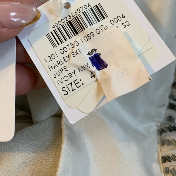 NWT Club Monaco Harley Beaded Jupe Skirt in Ivory Size 4 - Picture 9 of 12